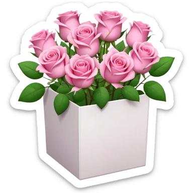 bouquet of pink 15 roses in a white box sticker