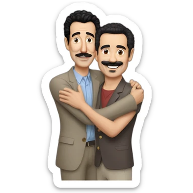 borat hugs asian man sticker