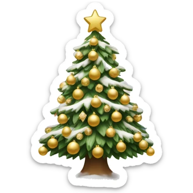 christmas tree with snow and white and gold decorations  sticker