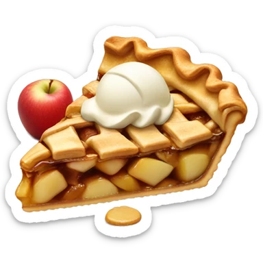 Slice of apple pie with ice cream sticker