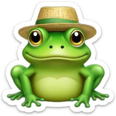 Grenouille avec un chapeau de paille sticker