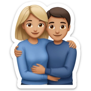 couple hug with warm smiles sticker