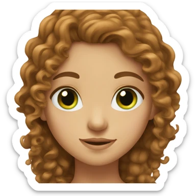 Girl With Long Brown curly Hair and green eyes and red stuff  sticker