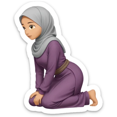Islamic Woman Kneeling prostrated side view sticker