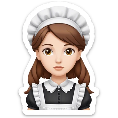 white girl with brown hair in maid outfit sticker