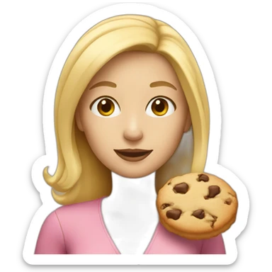 blonde woman with a cookie sticker
