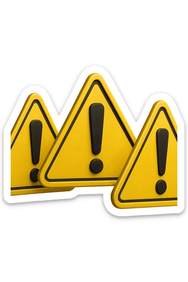 SEGNALI DI PERICOLO CON PUNTO ESCLAMATIVO 3D FLUTTUANO IN ARIA, IPERREALISTICI 4K sticker