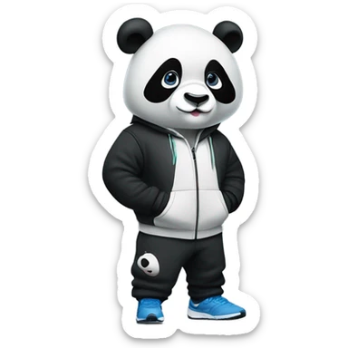 Panda doing the Griddy with a Nike tech fleece hoodie and trousers  sticker