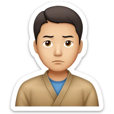 A Chinese man with a thoughtful, uncertain expression sticker