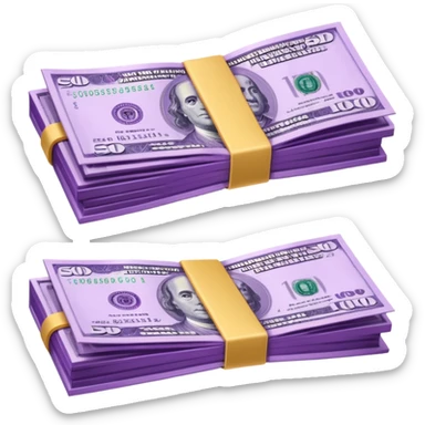 billetes en 3d morados en png sticker