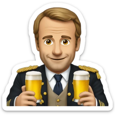 Macron buvant une bière  sticker