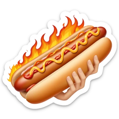 Hand Holding a Flaming Hotdog sticker