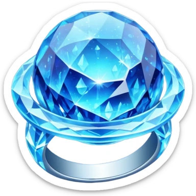 blue planet, Crystal Planet, surface covered in glowing crystals, have ring sticker