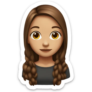 girl with long brown hair tatoo rosę sticker