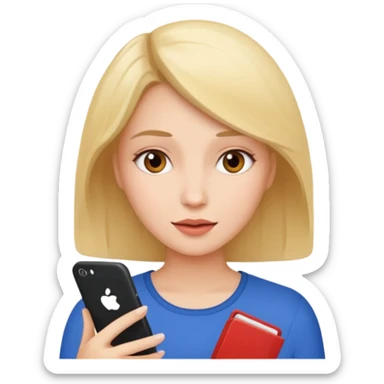 a woman talking and English letters around her sticker