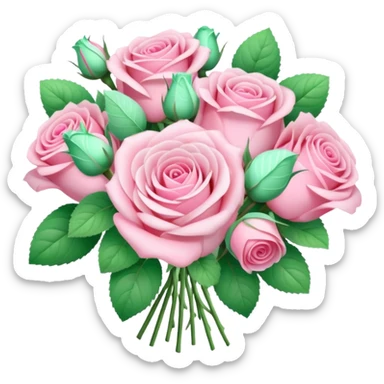 Light Mint and pink rose bouquet  sticker
