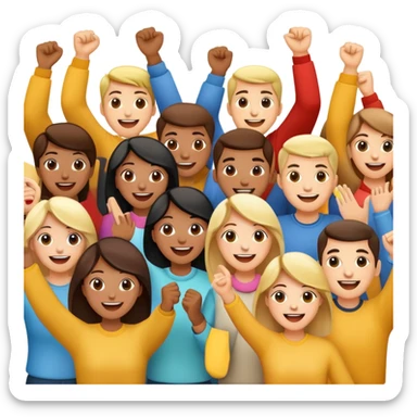community of people cheering together sticker
