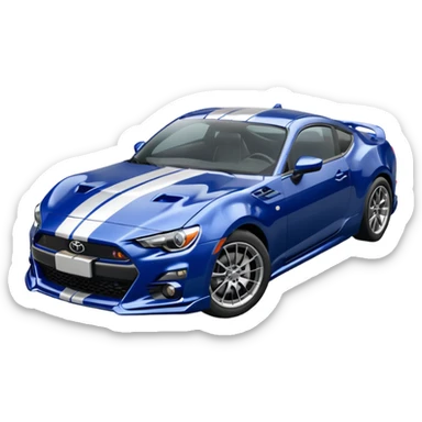 Sexy glossy dark blue 2025 Toyota 86 styled like 65 mustang sticker
