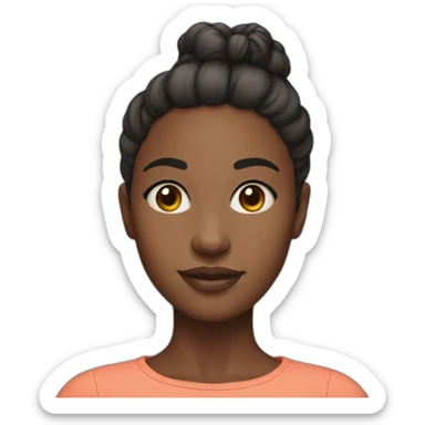 black girl with big fore head and short hair in a small bun sticker