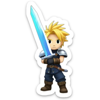 cloud strife with massive sword sticker