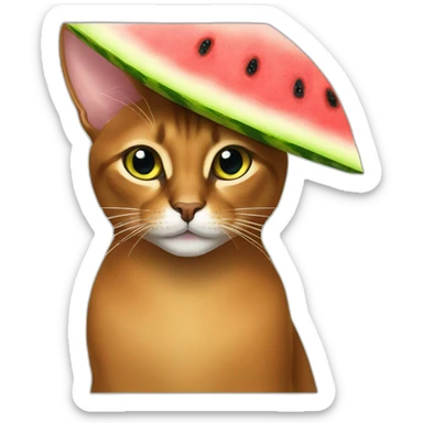 abyssinian cat with a watermelon hat sticker