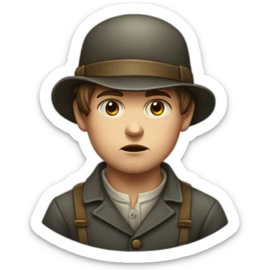 Victorian-Era-poor-factory-worker-kid-flat-cap-angry sticker