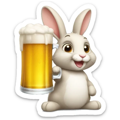 rabbit want to drink beer and  say "cheer" sticker
