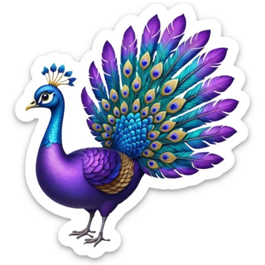 una pluma de pavo real morada sticker