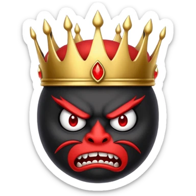 the black crown has a red angry face with the devils tail sticker