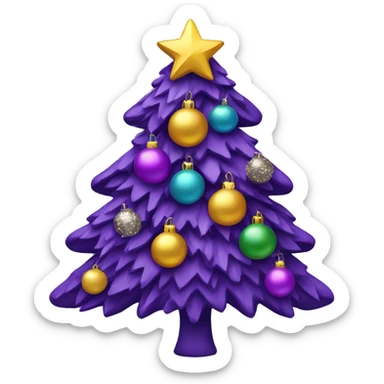 Purple Christmas tree with decorations sticker