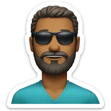 bold man with beard wear sunglasses  sticker