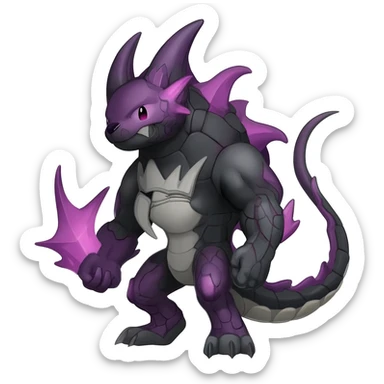 Badass edgy scaly Salandit-Darkrai-Houndoom-Litten-Zygarde-fusion-hybrid-animal-creature, full body sticker
