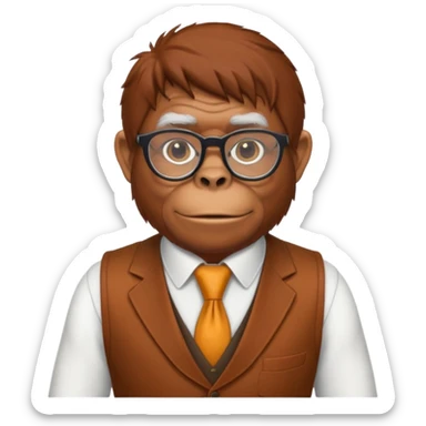 Orangutan secretary, old, glasses, vest sticker