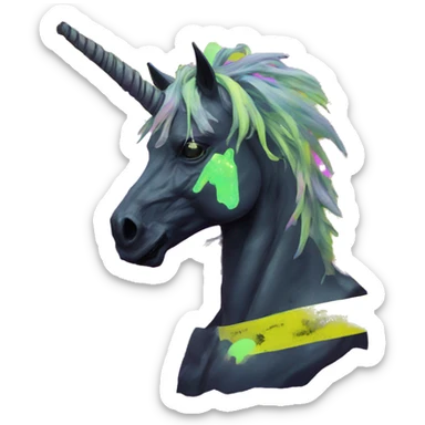 .Zombie_ Vaporwave black holographic oilslick zombie unicorn yellow caution tape and a vinyl sticker
