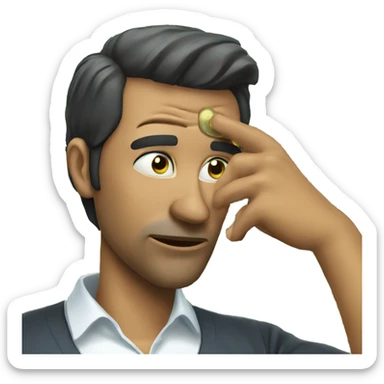 A man wipes his tears with money sticker