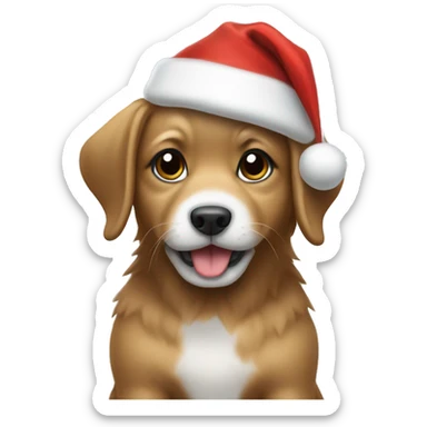 Christmas puppy with santa hat sticker
