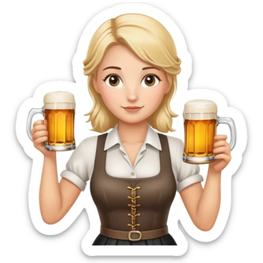 German waitress, standing, holding a stein of beer in the hand  sticker