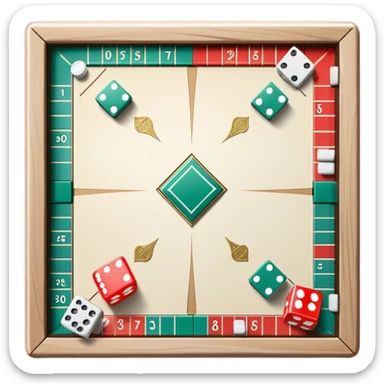 A photorealistic icon featuring a backgammon board with dice, a Monopoly board with money and property cards and a Game of Life spinner. The design captures the detailed textures of the boards, pieces, and accessories. Transparent background. sticker