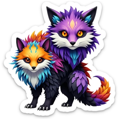 Gothic badass cool complex exotic colorful aesthetic-scenery-vernid-Fakémon-creature (full body) sticker