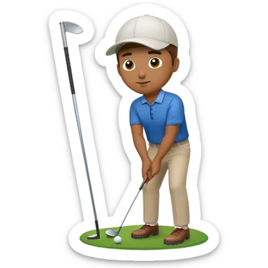 Man playing golf medium tone skin sticker