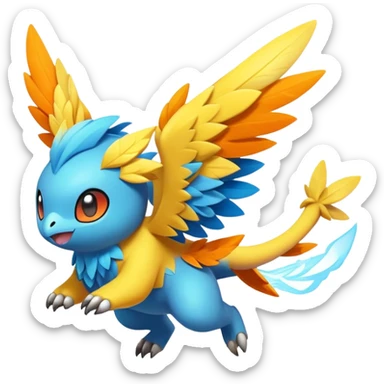 Elemental Flying-type-Electric-type colorful exotic cute chibi anime-style Pokémon-Fakémon-creature sticker