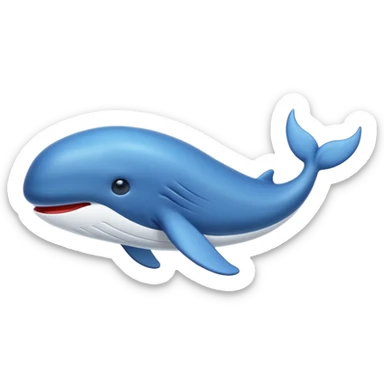 blue whale, apple emoji style sticker