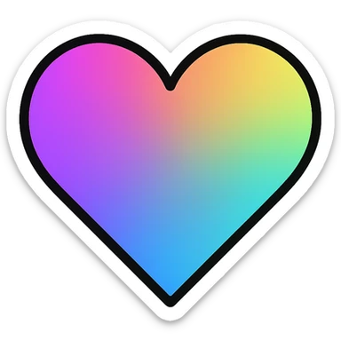 modern icon style gradient heart icon, clean lines, holographic gradient, no text sticker