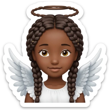 black Cute Girl with Angel Wings and braided hair sticker
