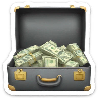 suitcase full of cash front view sticker
