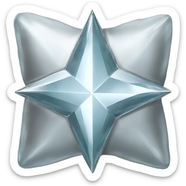 Silver chrome four-point star diamond but glass texture  sticker