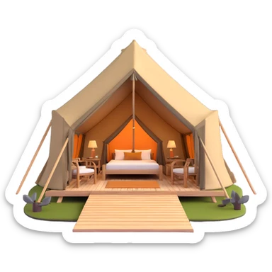 deluxe safari glamping tent with luxury furnishings sticker