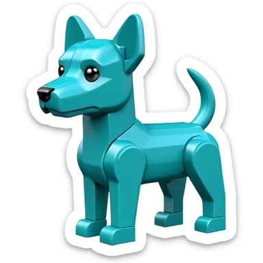 teal lego dog sticker