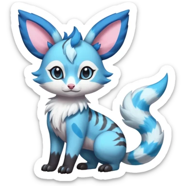 Rare realistic cute adorable epic aesthetic colorful Amaura-Sylveon-Glaceon-Civet-Genet-species-Fakemon-hybrid-creature, with markings, full body sticker