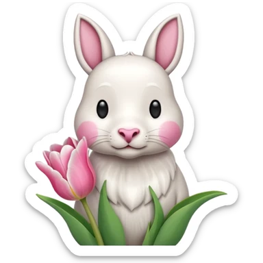 Un 🐑 lindo teniendo un tulipán rosa sticker